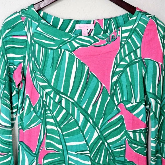Lilly Pulitzer Womens Dress Richie Let's Go Bananas Shift Silk Cotton PalmLeaf S - Picture 2 of 6